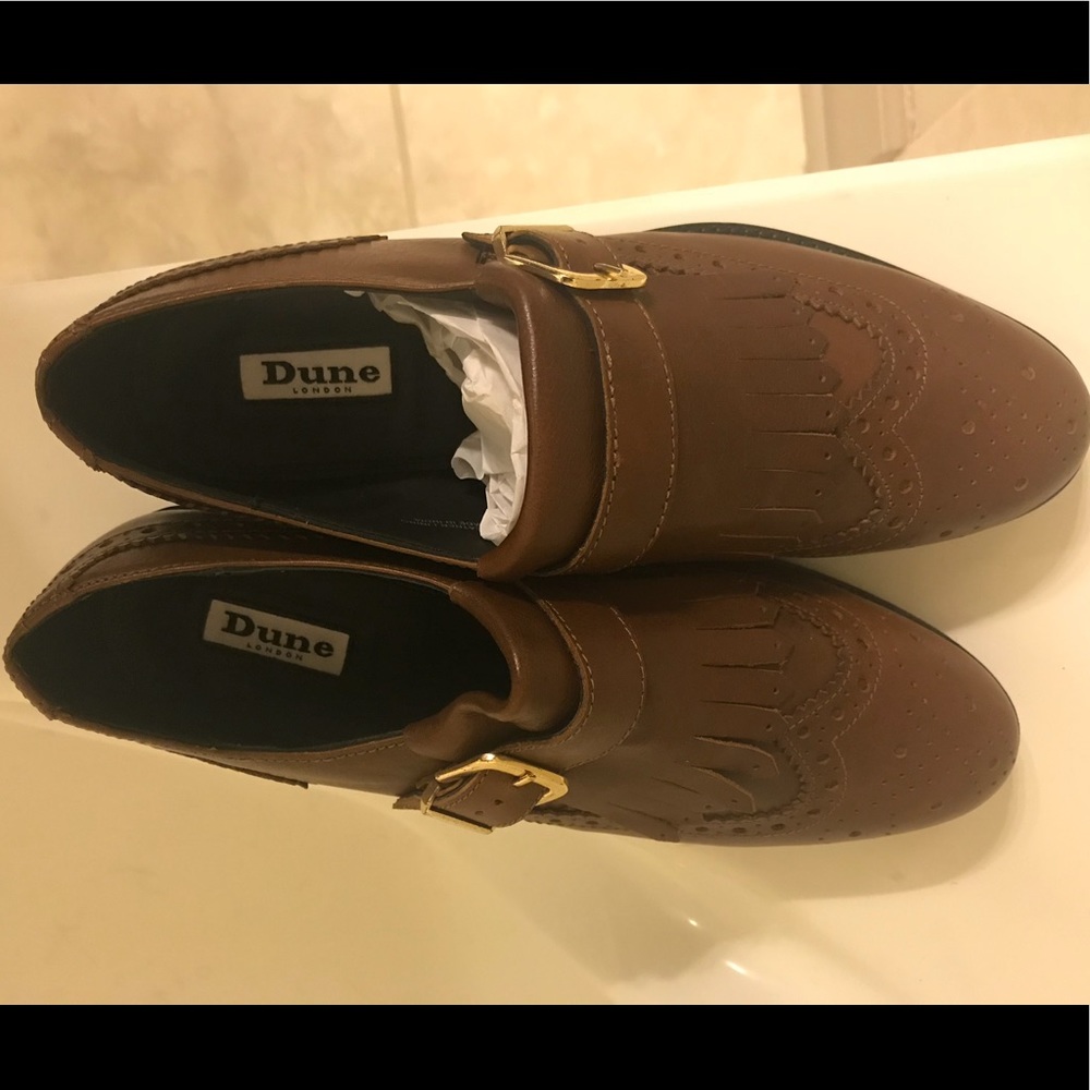 Dune London gospel monk shoes camel brand new